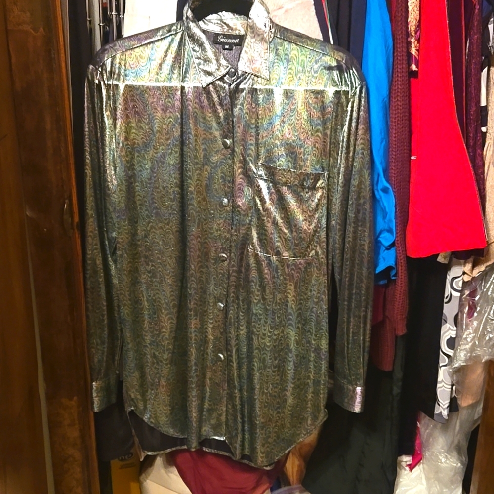 Multi colored soft metal type shirt